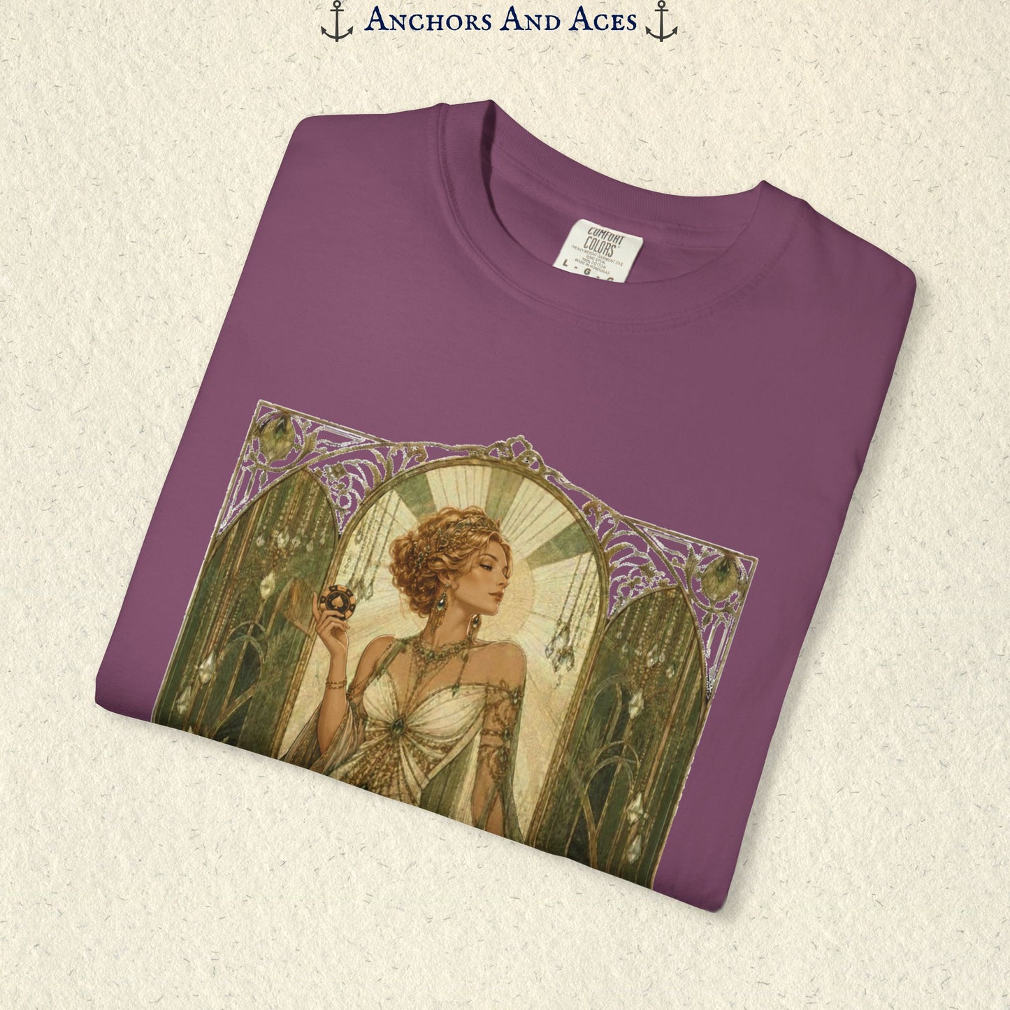 Art Nouveau Casino Graphic Tee| Goddess of Prosperity Shirt| Vintage Lucky Gambling T-Shirt