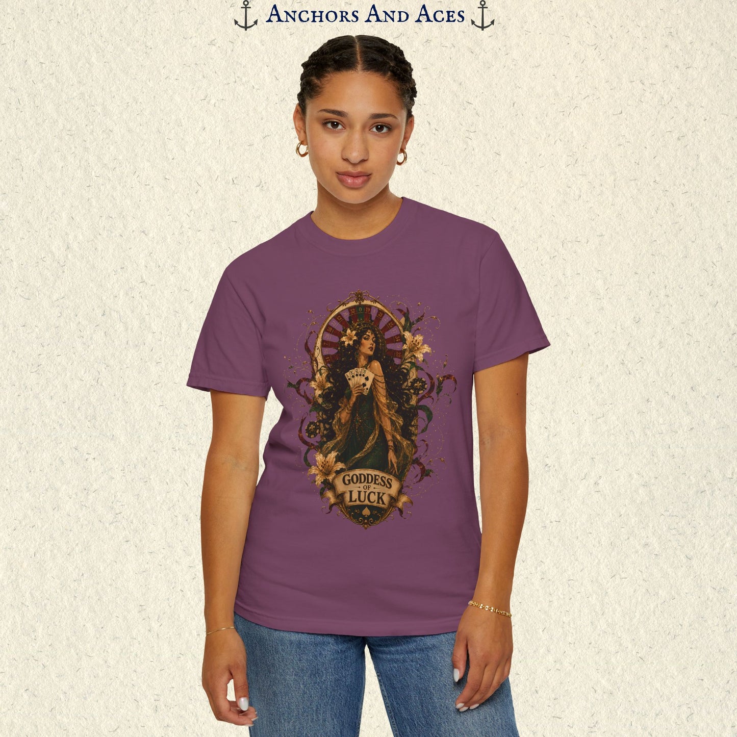 Goddess of Luck | Art Nouveau Casino Tee | Comfort Colors 1717