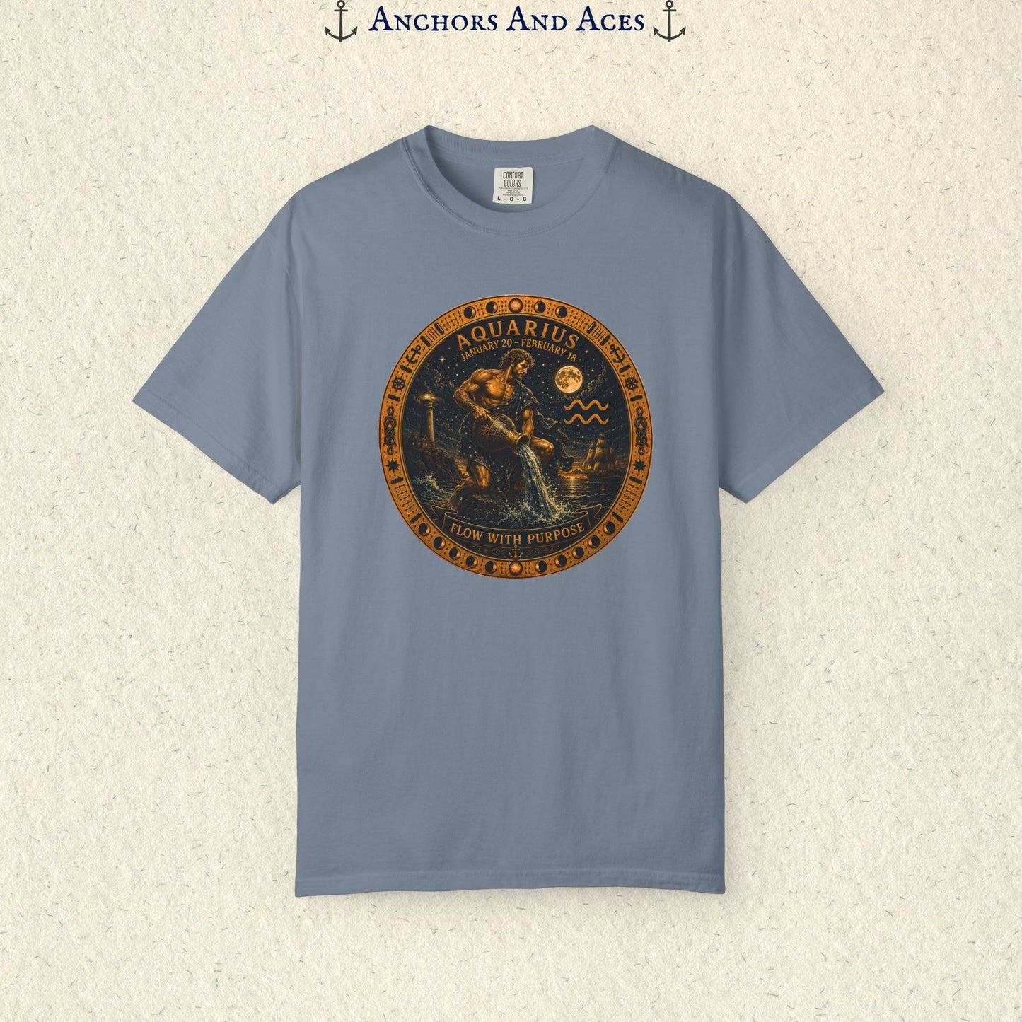 Aquarius Zodiac Shirt | Celestial Seas - Flow With Purpose