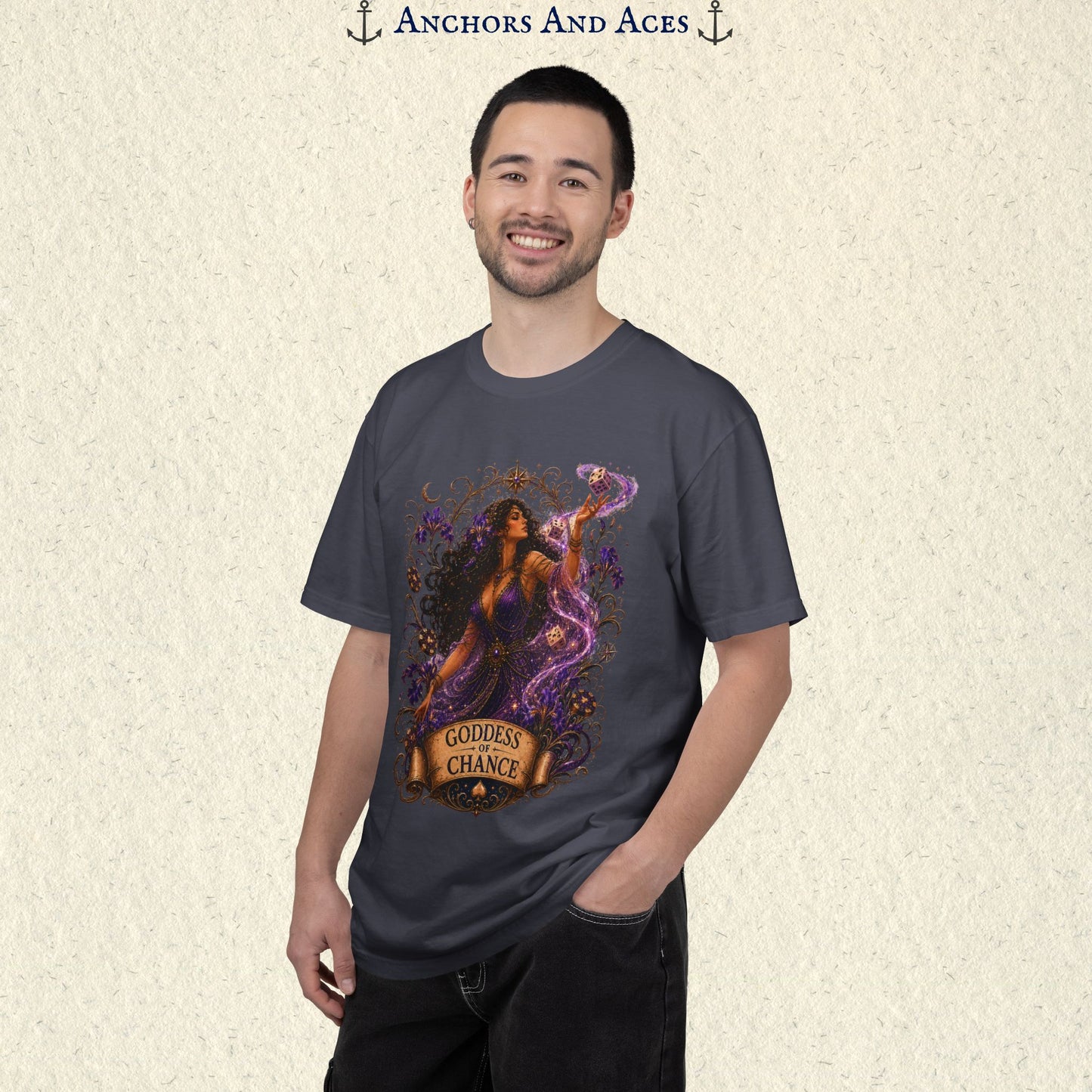 Goddess of Chance Shirt| Art Nouveau Casino Graphic Tee| Vintage Lucky Gambling T-Shirt