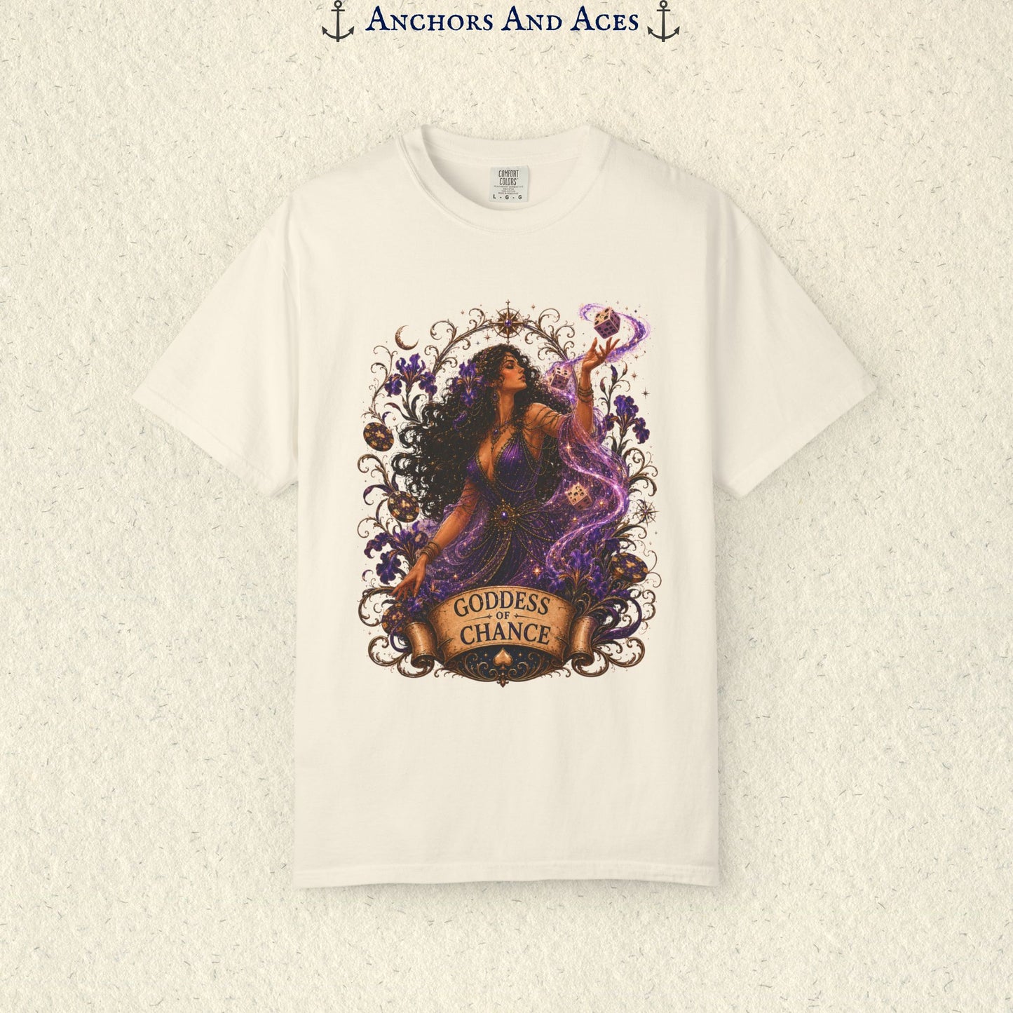 Goddess of Chance Shirt| Art Nouveau Casino Graphic Tee| Vintage Lucky Gambling T-Shirt