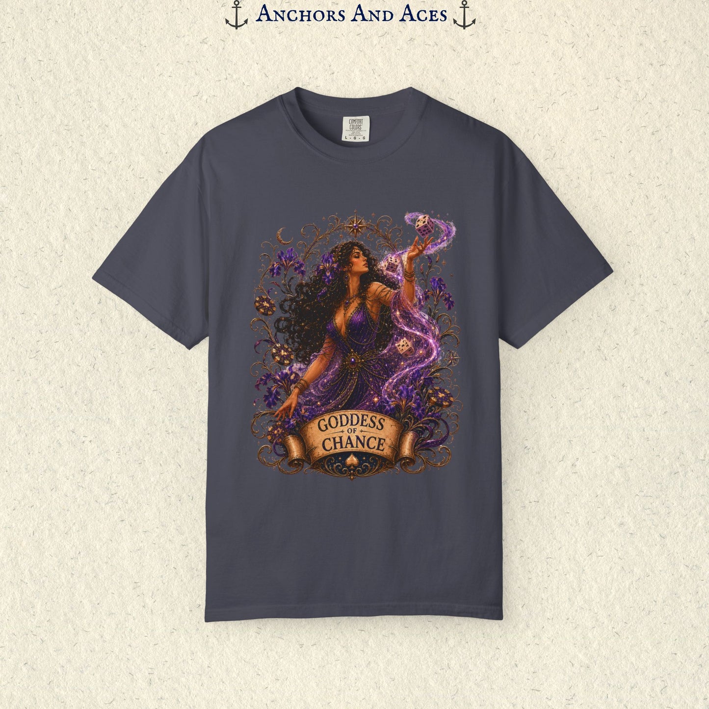 Goddess of Chance Shirt| Art Nouveau Casino Graphic Tee| Vintage Lucky Gambling T-Shirt