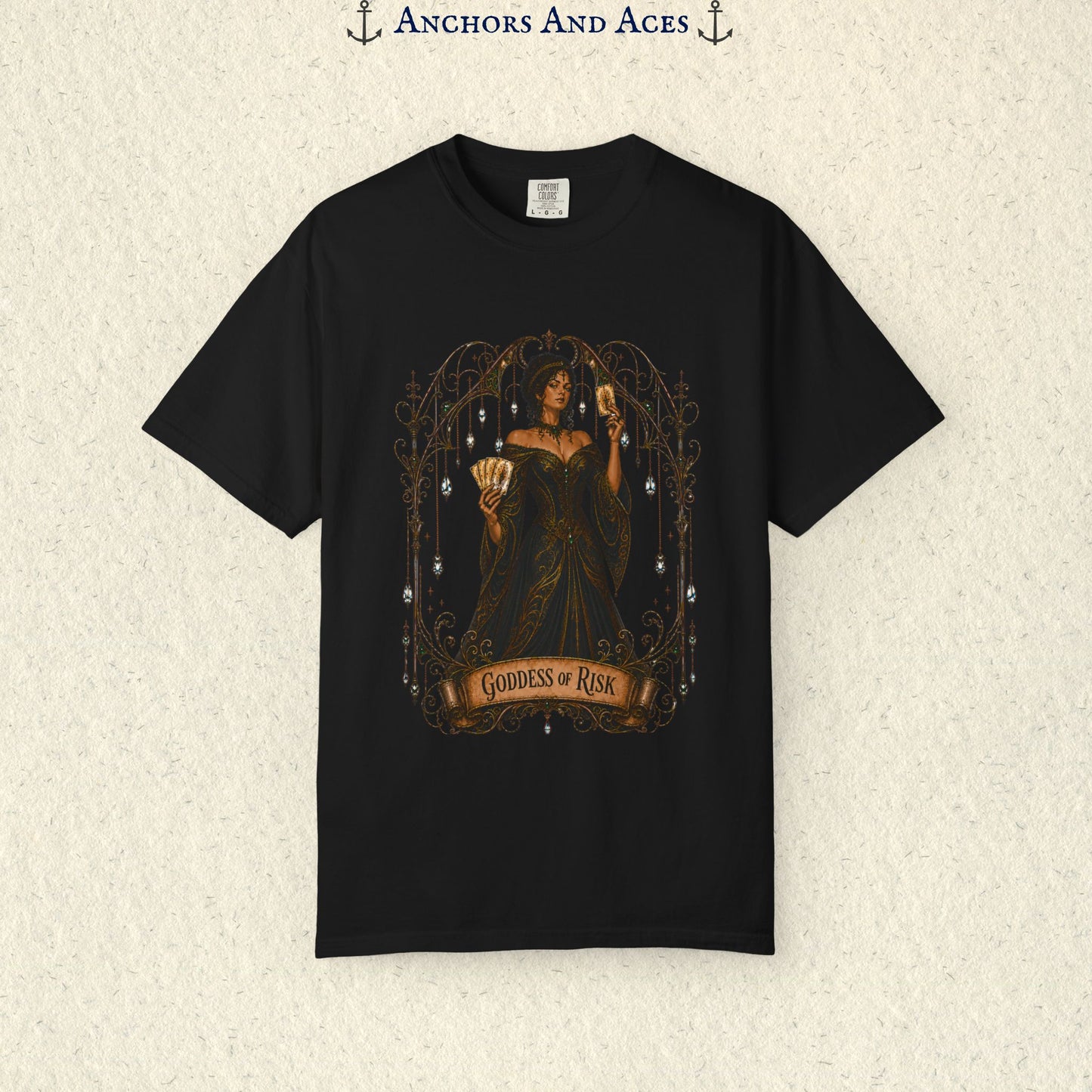 Goddess of Risk Shirt| Art Nouveau Casino Graphic Tee| Vintage Lucky Gambling T-Shirt