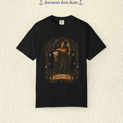 Goddess of Risk Shirt| Art Nouveau Casino Graphic Tee| Vintage Lucky Gambling T-Shirt