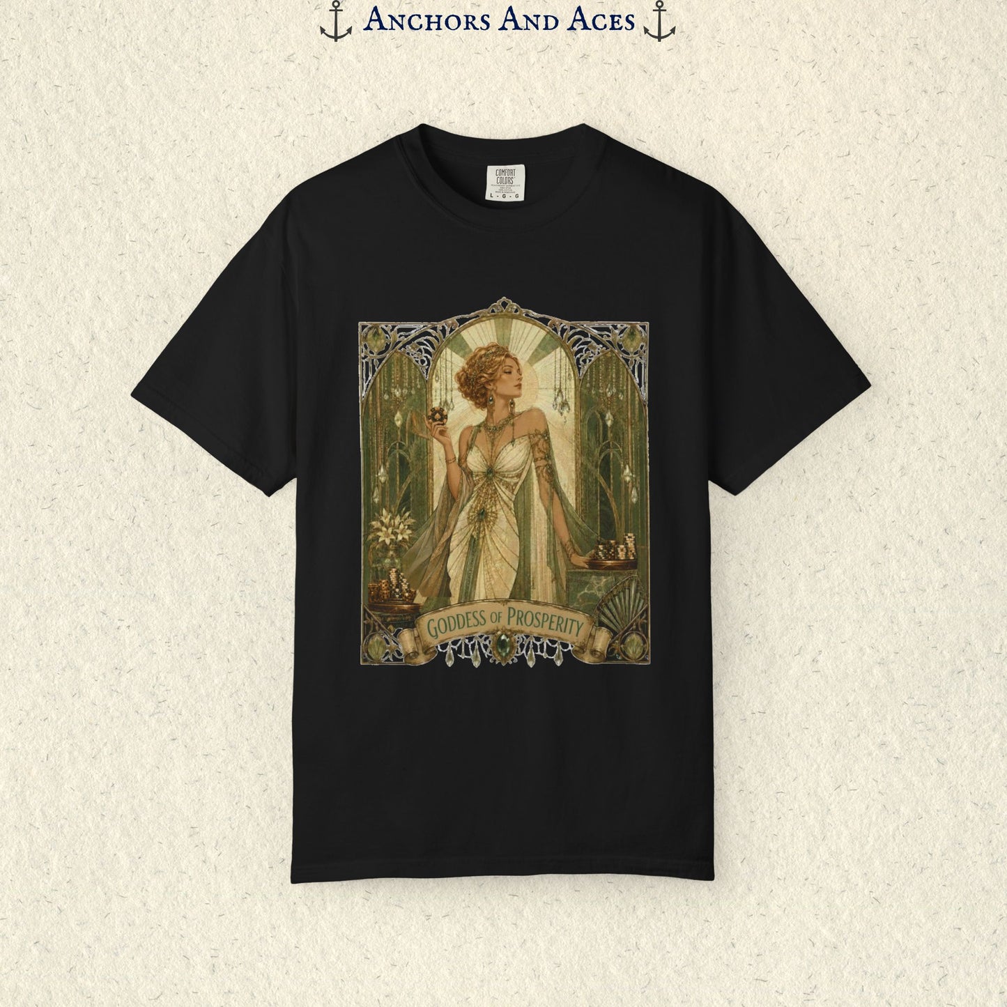 Art Nouveau Casino Graphic Tee| Goddess of Prosperity Shirt| Vintage Lucky Gambling T-Shirt