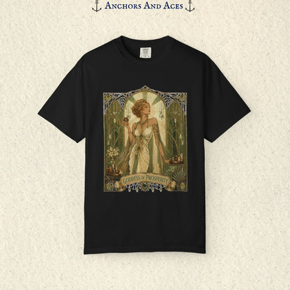 Art Nouveau Casino Graphic Tee| Goddess of Prosperity Shirt| Vintage Lucky Gambling T-Shirt
