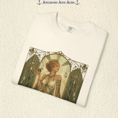 Art Nouveau Casino Graphic Tee| Goddess of Prosperity Shirt| Vintage Lucky Gambling T-Shirt