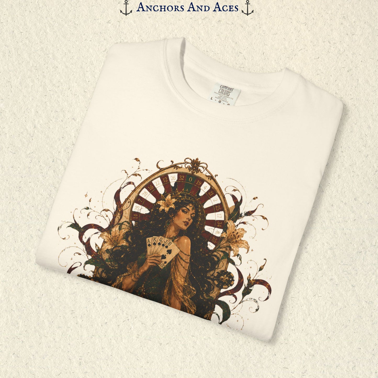 Goddess of Luck | Art Nouveau Casino Tee | Comfort Colors 1717
