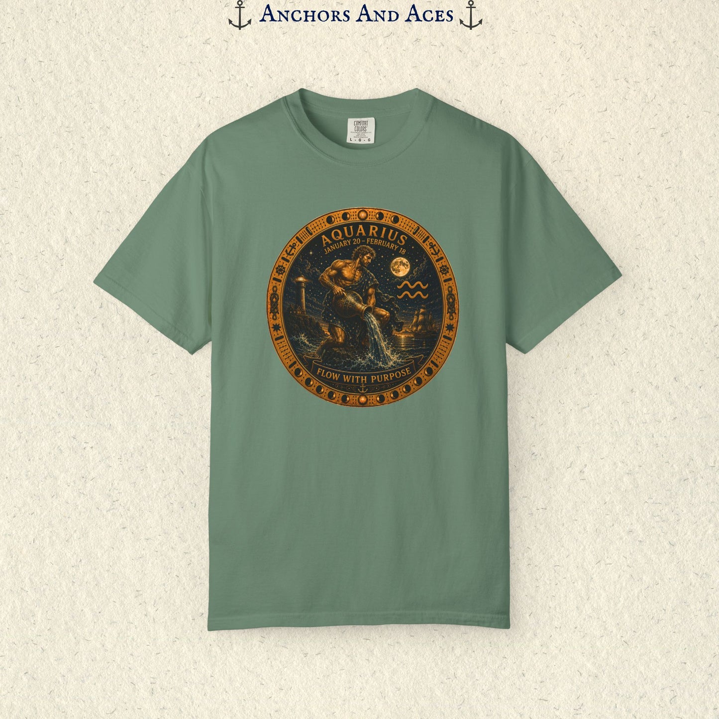 Aquarius Zodiac Shirt | Celestial Seas - Flow With Purpose
