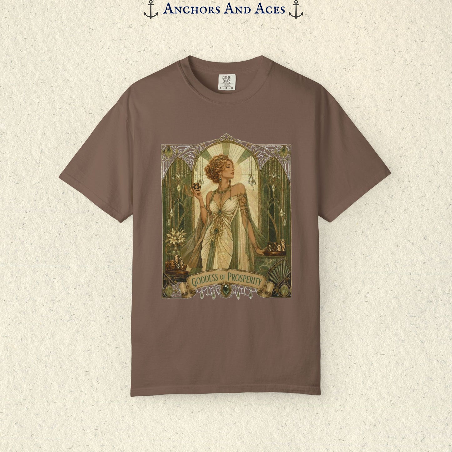 Art Nouveau Casino Graphic Tee| Goddess of Prosperity Shirt| Vintage Lucky Gambling T-Shirt