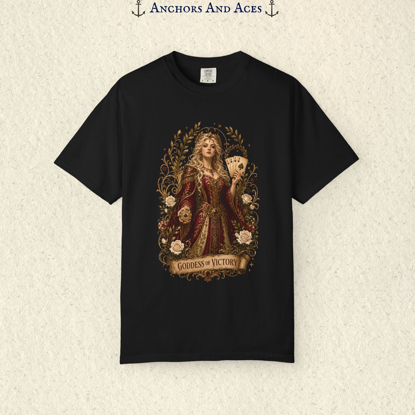 Art Nouveau Casino Graphic Tee| Goddess of Victory| Vintage Lucky Gambling T-Shirt