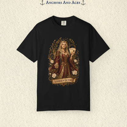 Art Nouveau Casino Graphic Tee| Goddess of Victory| Vintage Lucky Gambling T-Shirt