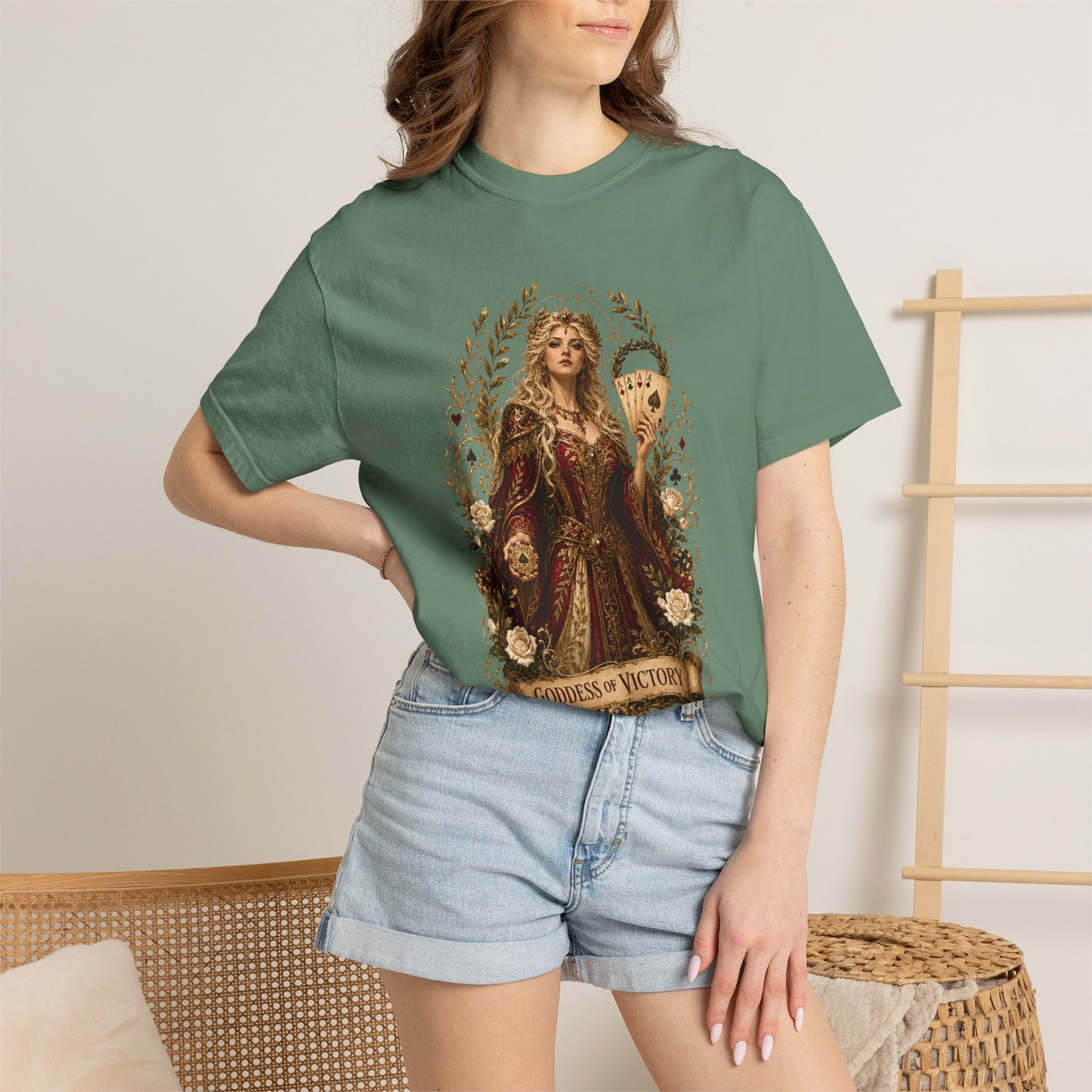 Art Nouveau Casino Graphic Tee| Goddess of Victory| Vintage Lucky Gambling T-Shirt