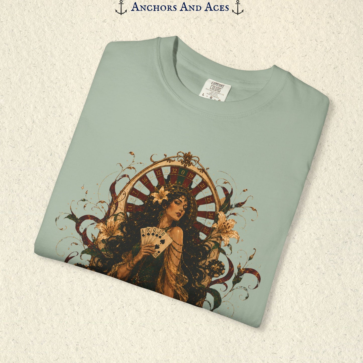 Goddess of Luck | Art Nouveau Casino Tee | Comfort Colors 1717