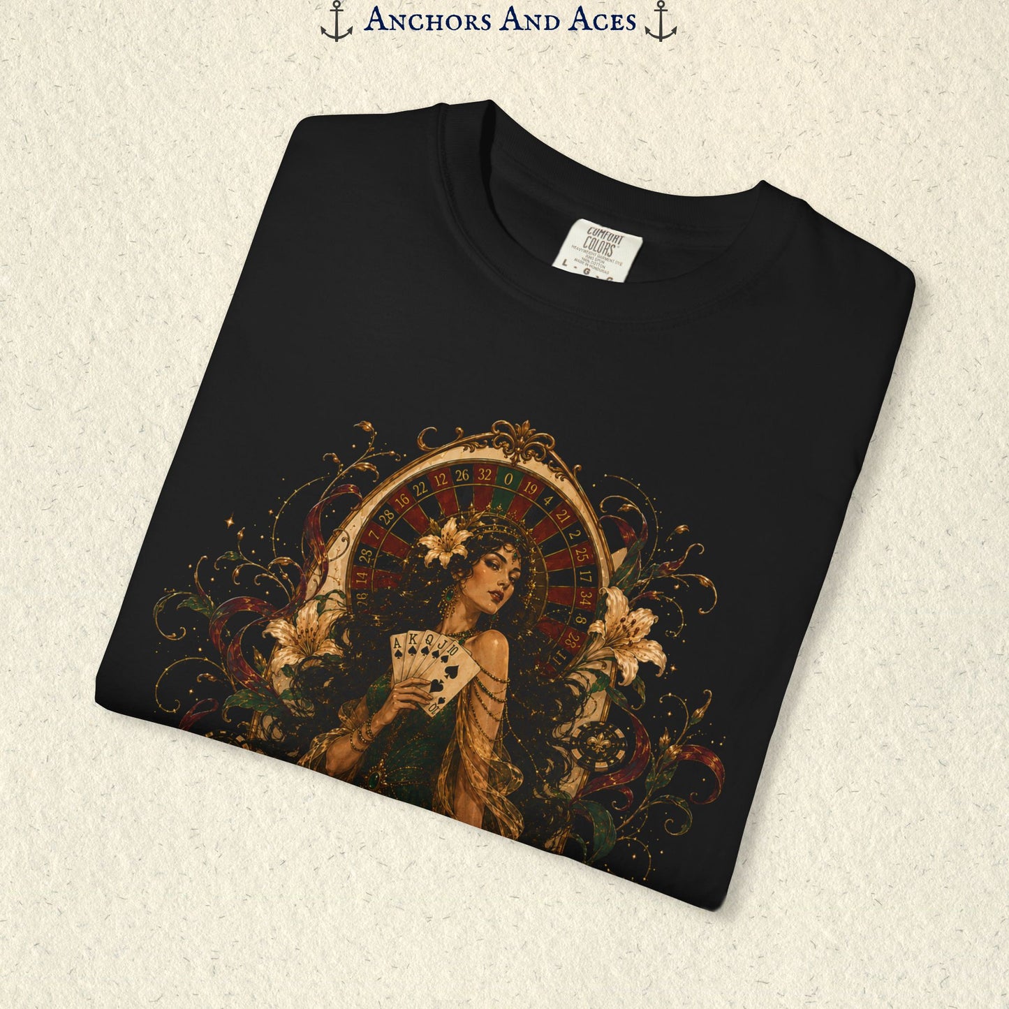 Goddess of Luck | Art Nouveau Casino Tee | Comfort Colors 1717