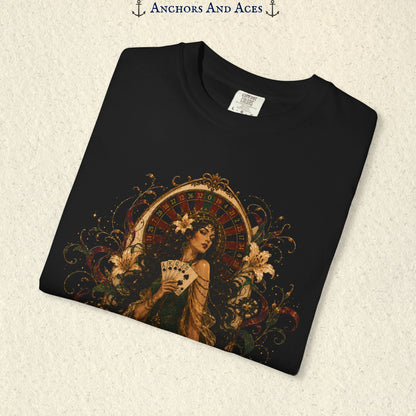 Goddess of Luck | Art Nouveau Casino Tee | Comfort Colors 1717