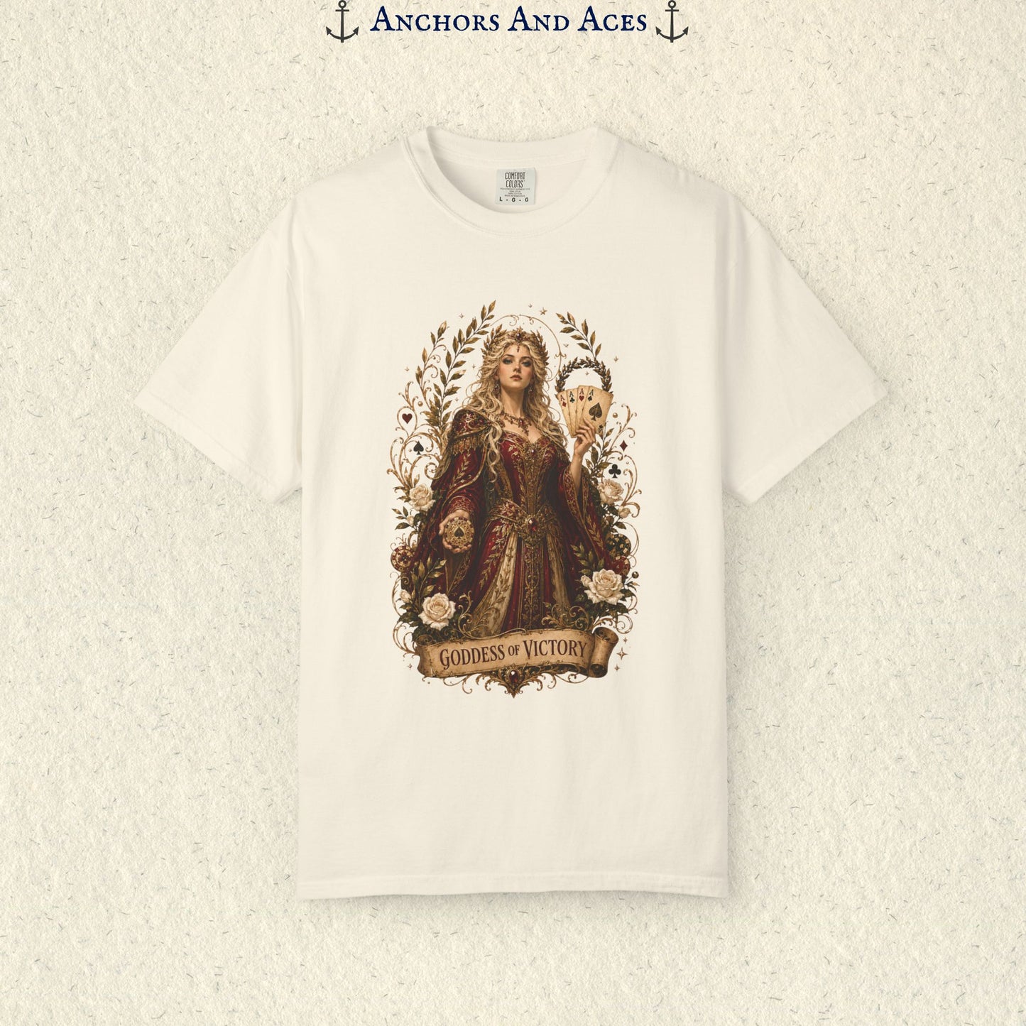 Art Nouveau Casino Graphic Tee| Goddess of Victory| Vintage Lucky Gambling T-Shirt