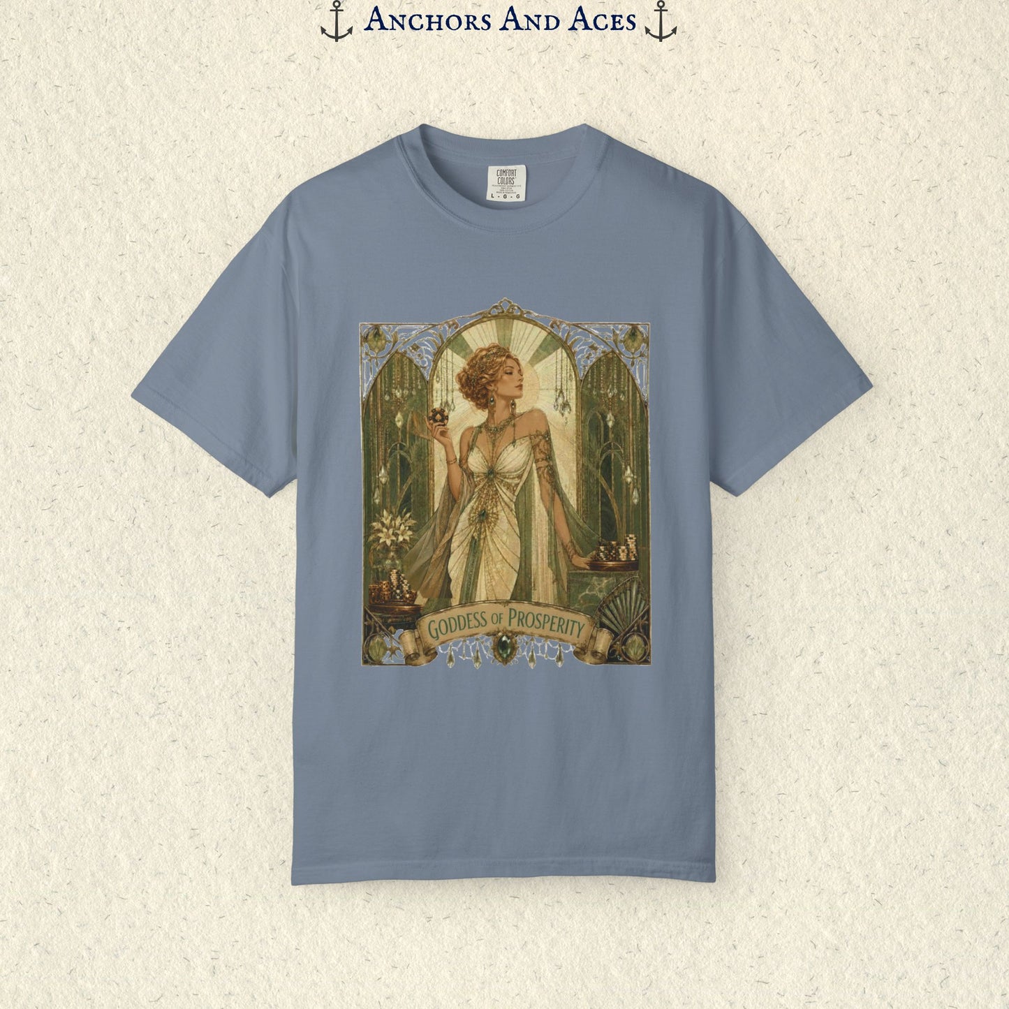 Art Nouveau Casino Graphic Tee| Goddess of Prosperity Shirt| Vintage Lucky Gambling T-Shirt