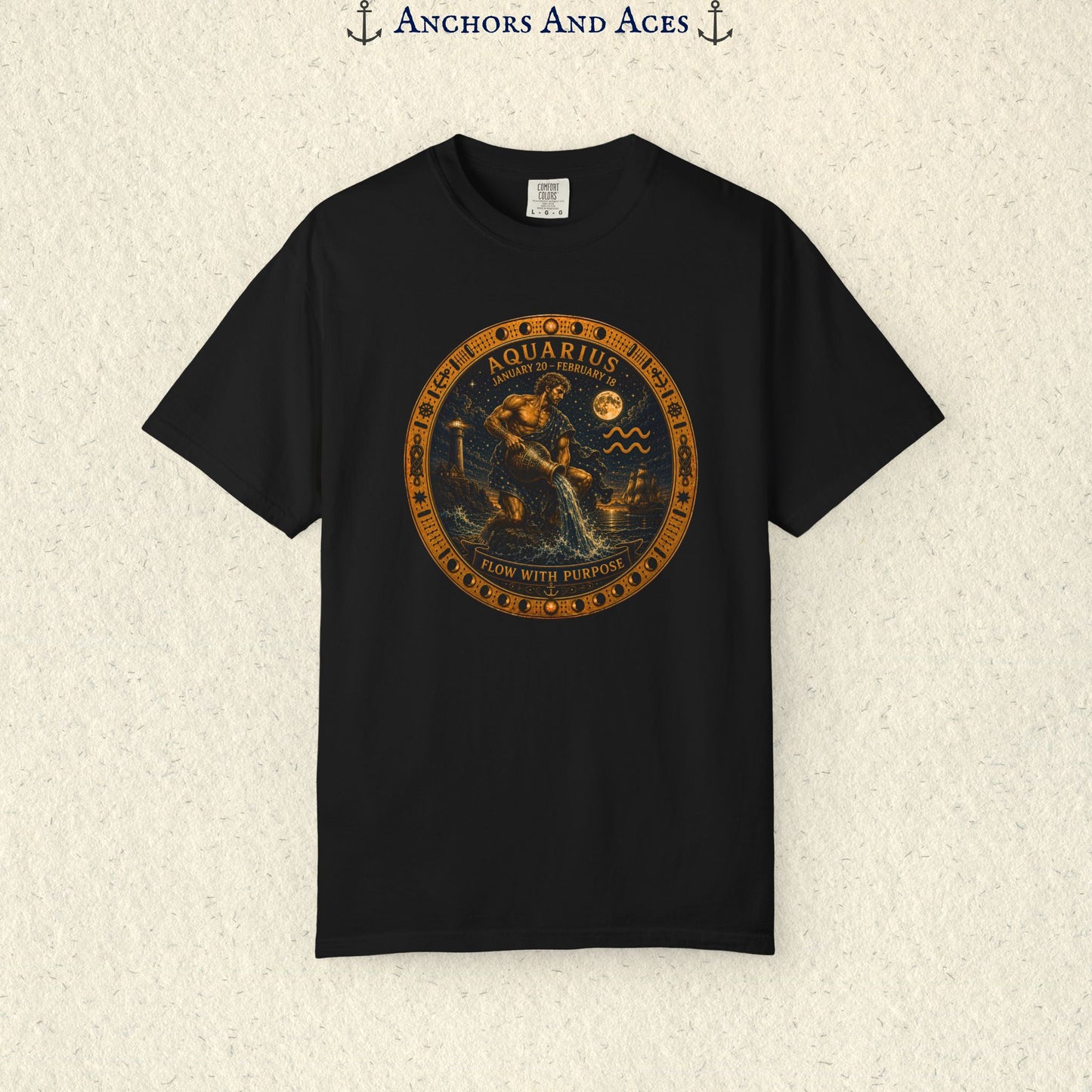 Aquarius Zodiac Shirt | Celestial Seas - Flow With Purpose