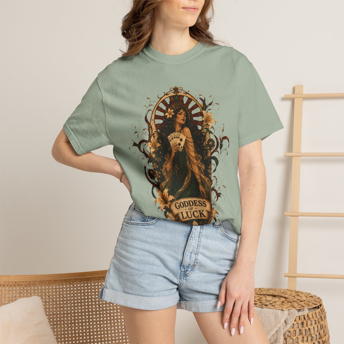 Goddess of Luck | Art Nouveau Casino Tee | Comfort Colors 1717