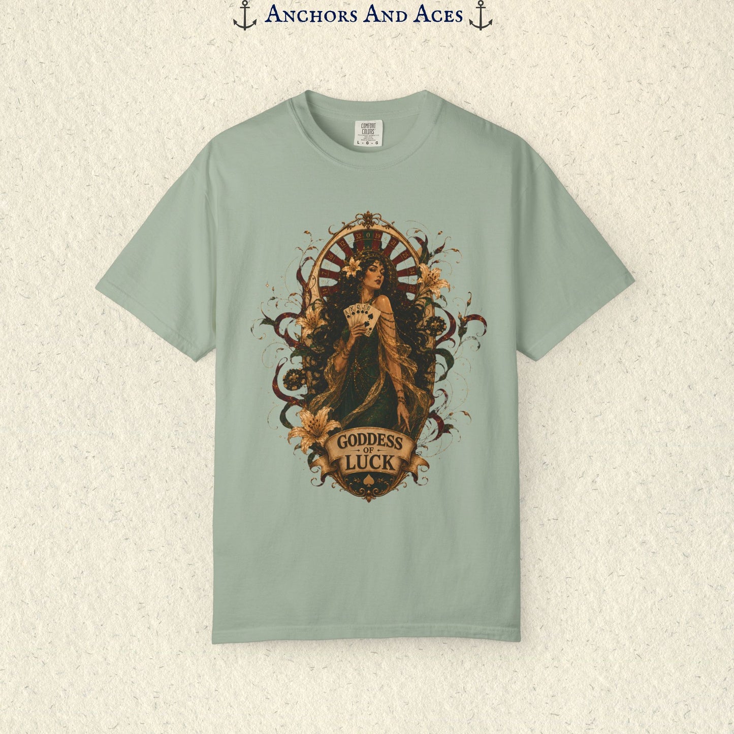 Goddess of Luck | Art Nouveau Casino Tee | Comfort Colors 1717
