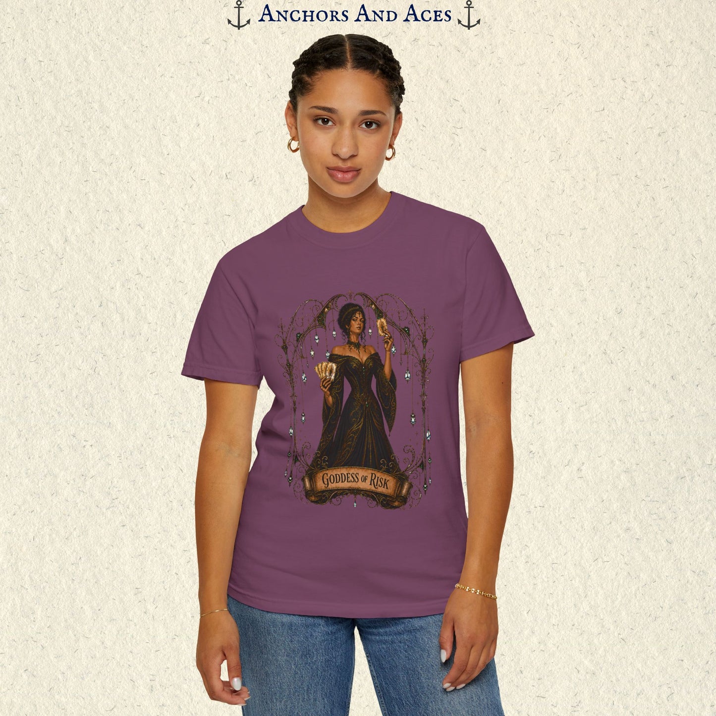 Goddess of Risk Shirt| Art Nouveau Casino Graphic Tee| Vintage Lucky Gambling T-Shirt