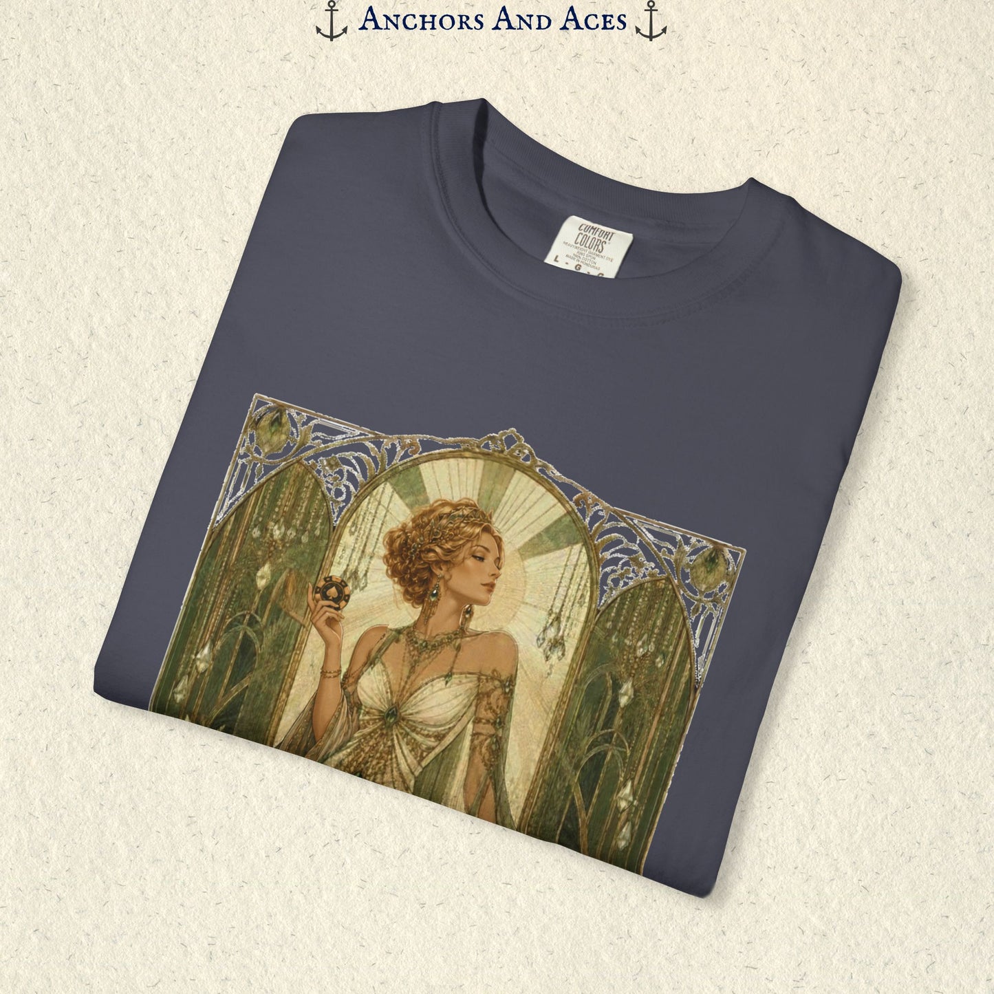 Art Nouveau Casino Graphic Tee| Goddess of Prosperity Shirt| Vintage Lucky Gambling T-Shirt
