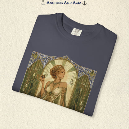 Art Nouveau Casino Graphic Tee| Goddess of Prosperity Shirt| Vintage Lucky Gambling T-Shirt