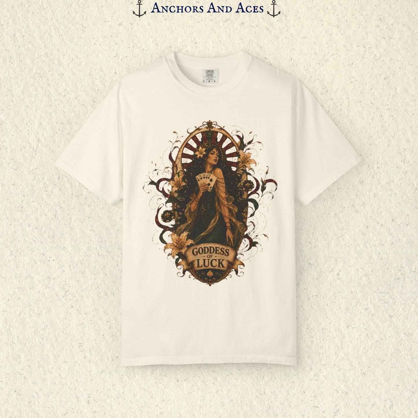 Goddess of Luck | Art Nouveau Casino Tee | Comfort Colors 1717