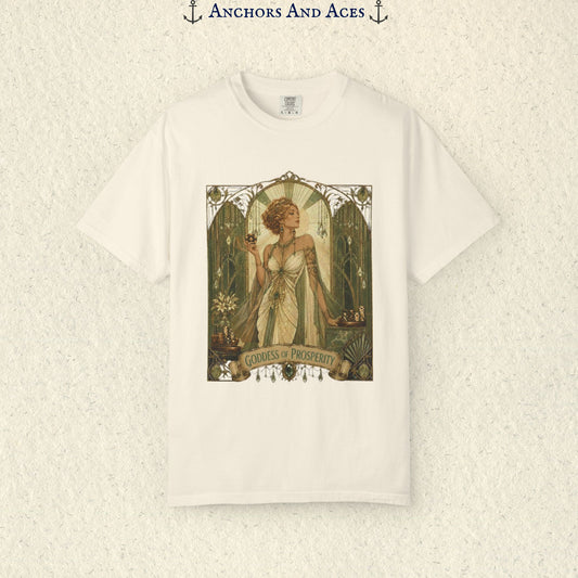 Art Nouveau Casino Graphic Tee| Goddess of Prosperity Shirt| Vintage Lucky Gambling T-Shirt