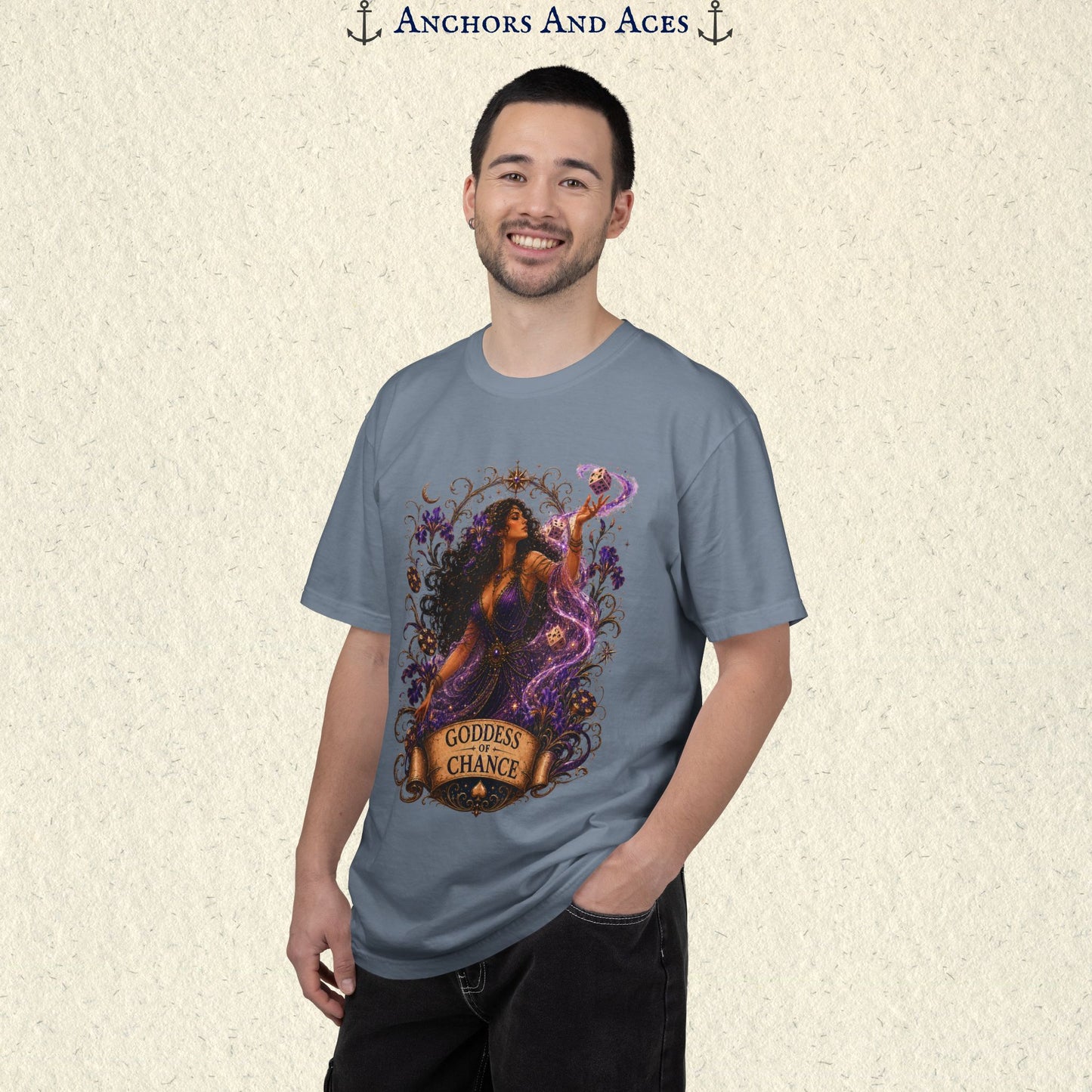 Goddess of Chance Shirt| Art Nouveau Casino Graphic Tee| Vintage Lucky Gambling T-Shirt