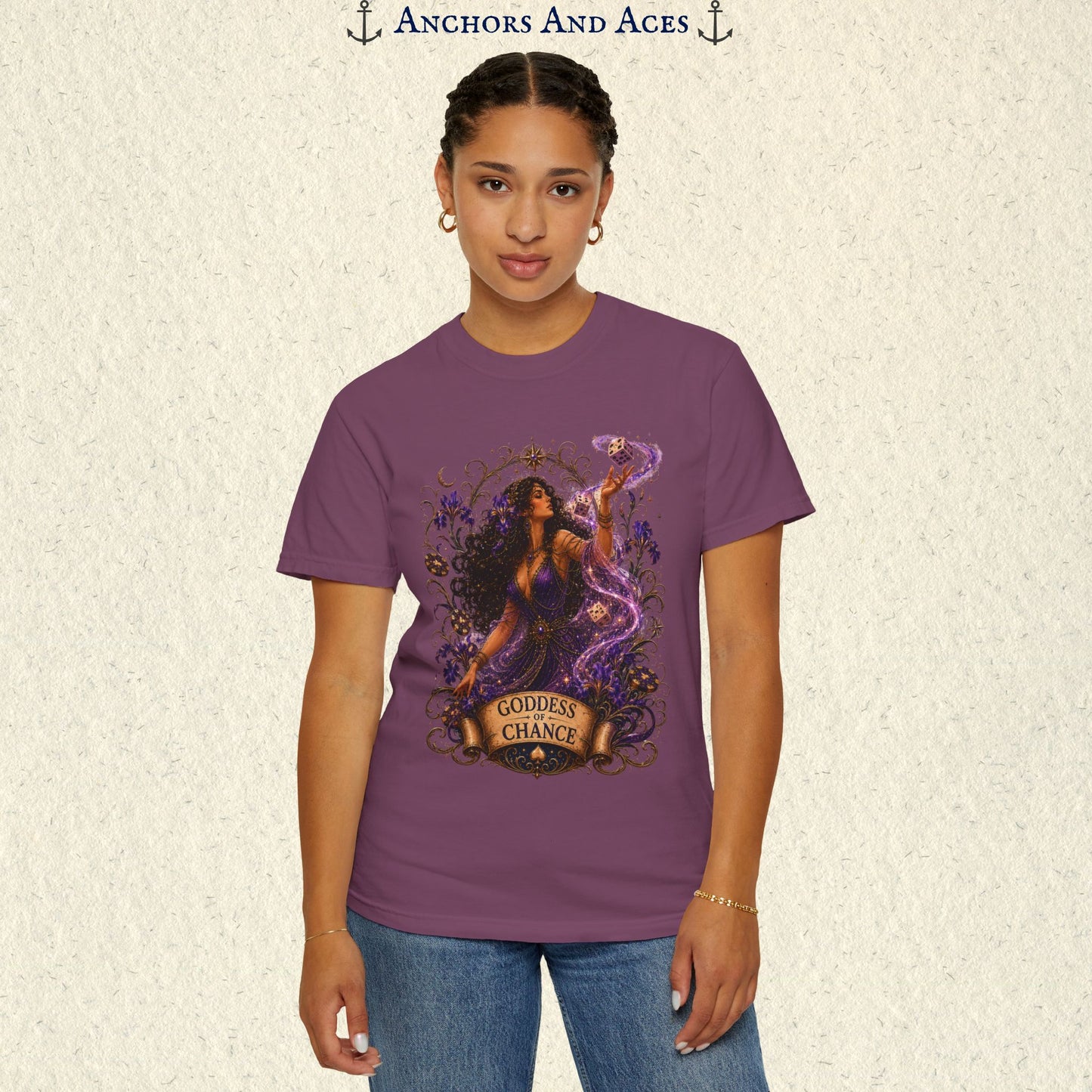 Goddess of Chance Shirt| Art Nouveau Casino Graphic Tee| Vintage Lucky Gambling T-Shirt