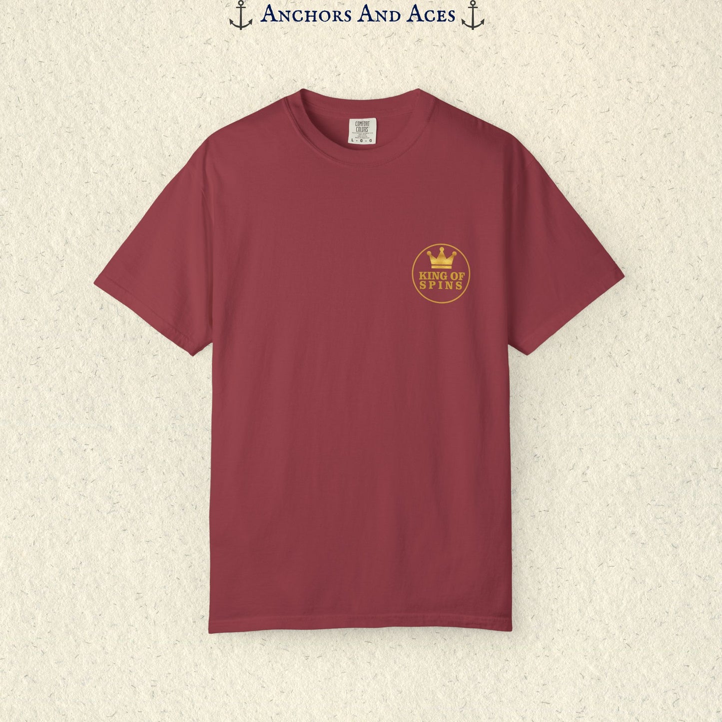 Chili Slot King T-shirt with a small gold King of Spins emblem on the front chest.