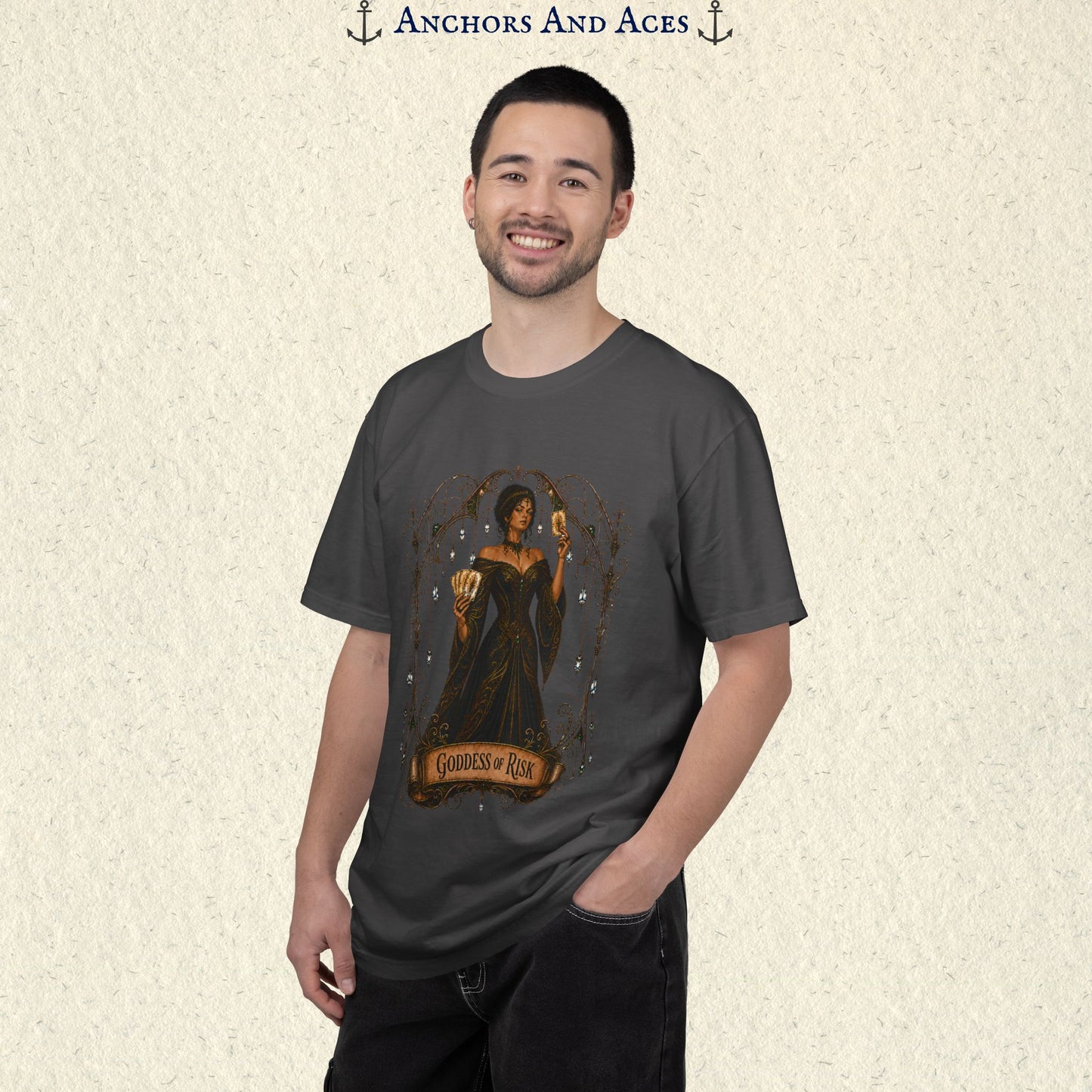 Goddess of Risk Shirt| Art Nouveau Casino Graphic Tee| Vintage Lucky Gambling T-Shirt