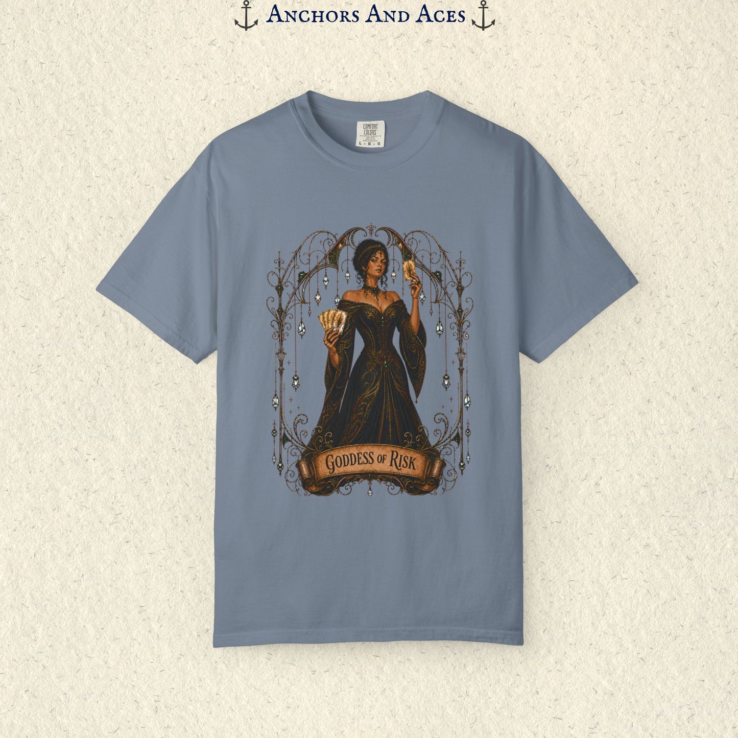 Goddess of Risk Shirt| Art Nouveau Casino Graphic Tee| Vintage Lucky Gambling T-Shirt