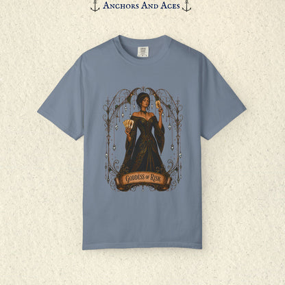 Goddess of Risk Shirt| Art Nouveau Casino Graphic Tee| Vintage Lucky Gambling T-Shirt
