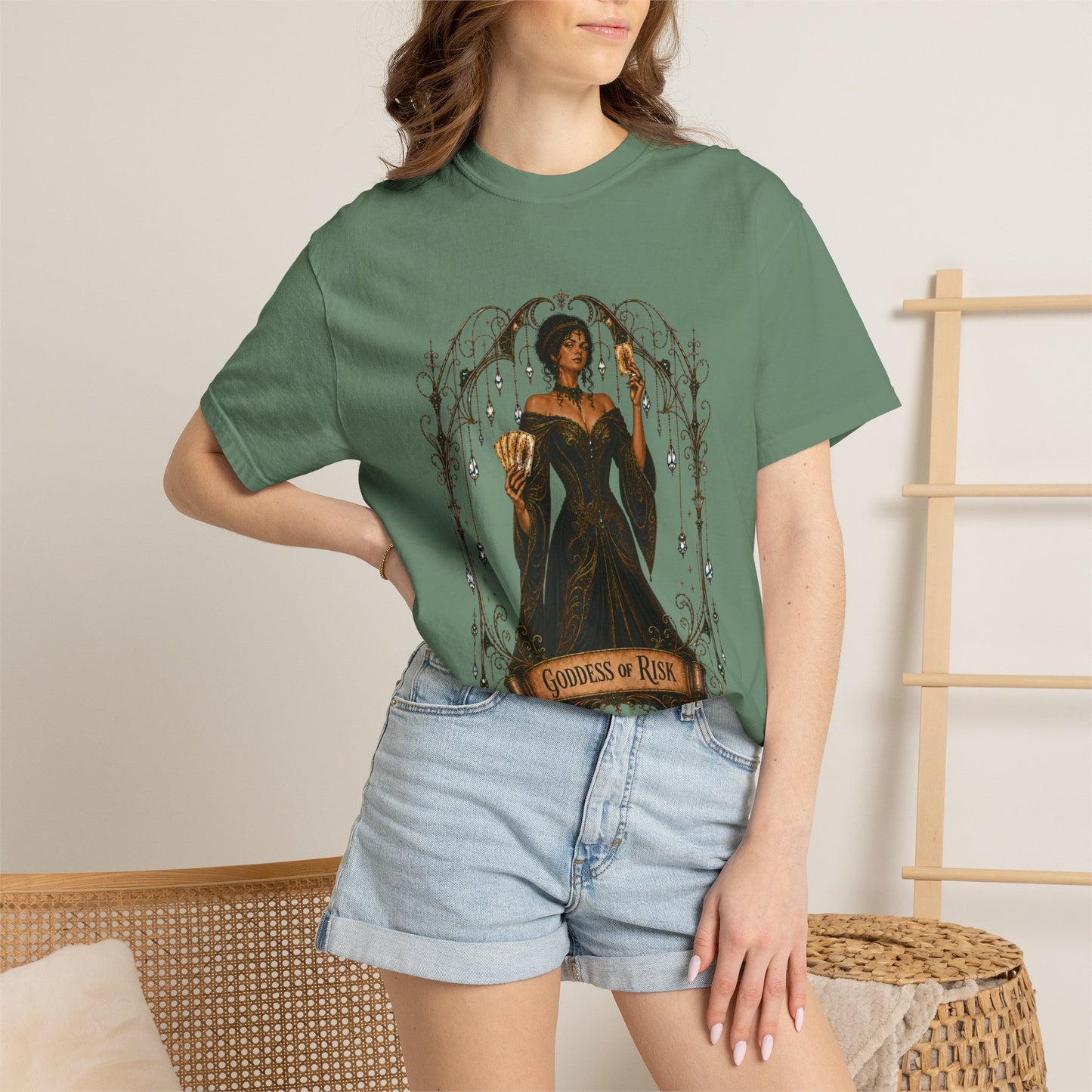 Goddess of Risk Shirt| Art Nouveau Casino Graphic Tee| Vintage Lucky Gambling T-Shirt
