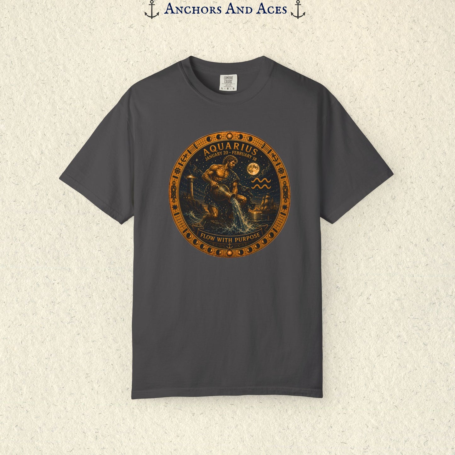 Aquarius Zodiac Shirt | Celestial Seas - Flow With Purpose