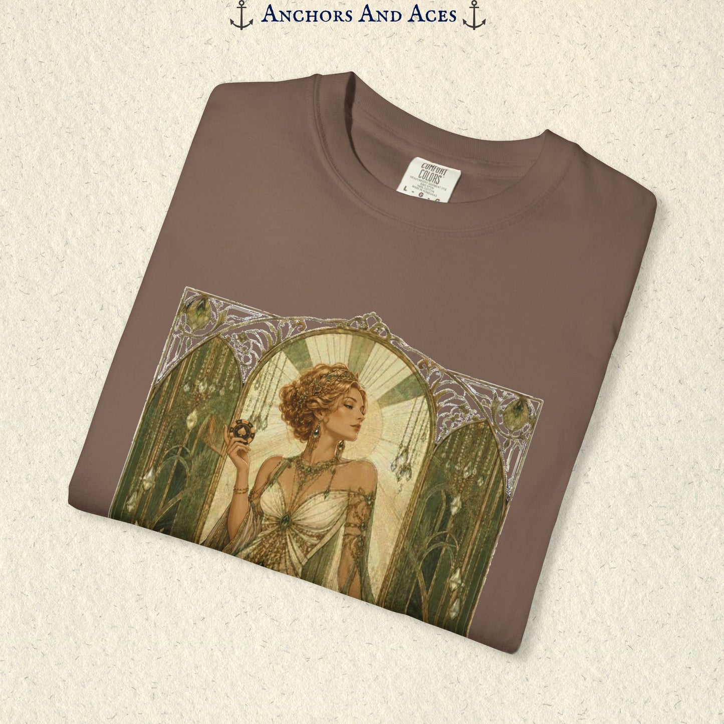 Art Nouveau Casino Graphic Tee| Goddess of Prosperity Shirt| Vintage Lucky Gambling T-Shirt
