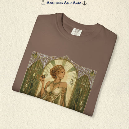 Art Nouveau Casino Graphic Tee| Goddess of Prosperity Shirt| Vintage Lucky Gambling T-Shirt