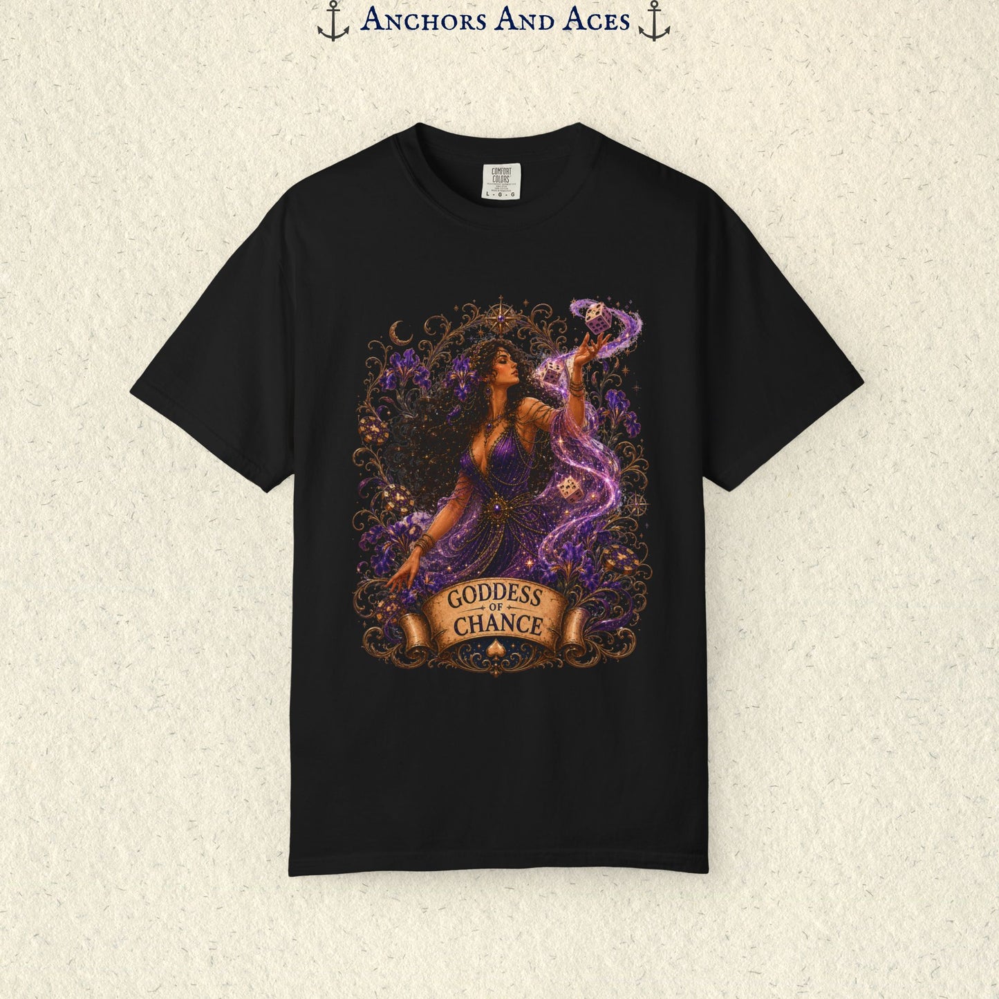 Goddess of Chance Shirt| Art Nouveau Casino Graphic Tee| Vintage Lucky Gambling T-Shirt