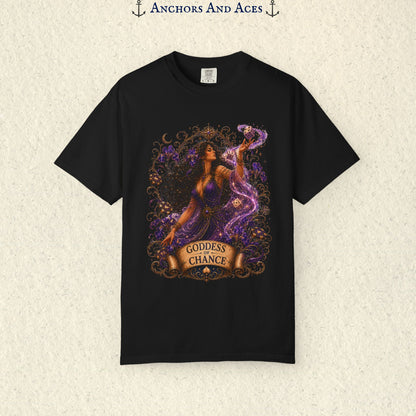 Goddess of Chance Shirt| Art Nouveau Casino Graphic Tee| Vintage Lucky Gambling T-Shirt
