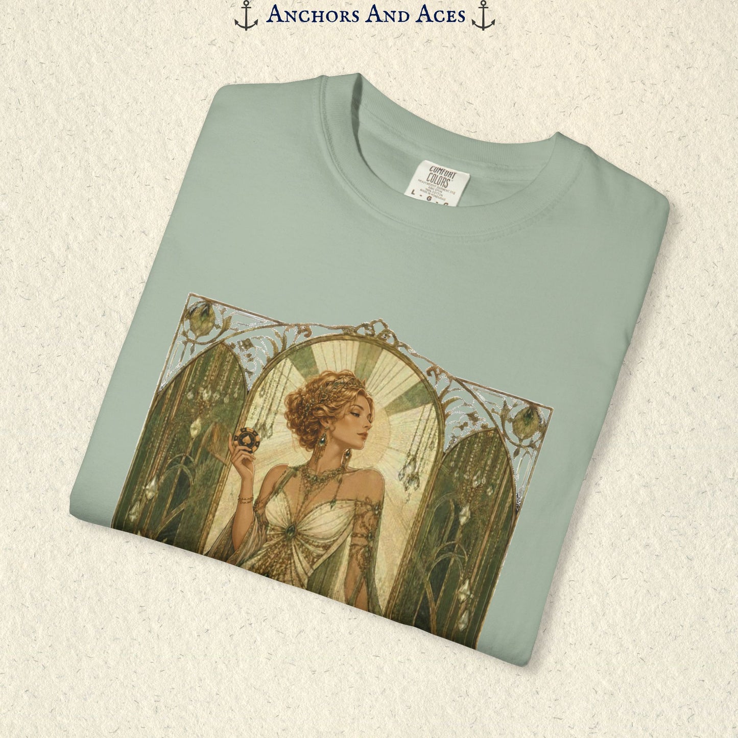 Art Nouveau Casino Graphic Tee| Goddess of Prosperity Shirt| Vintage Lucky Gambling T-Shirt