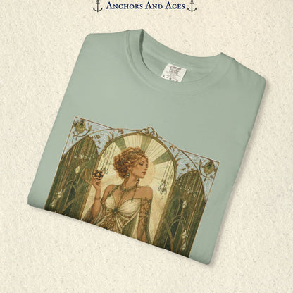 Art Nouveau Casino Graphic Tee| Goddess of Prosperity Shirt| Vintage Lucky Gambling T-Shirt