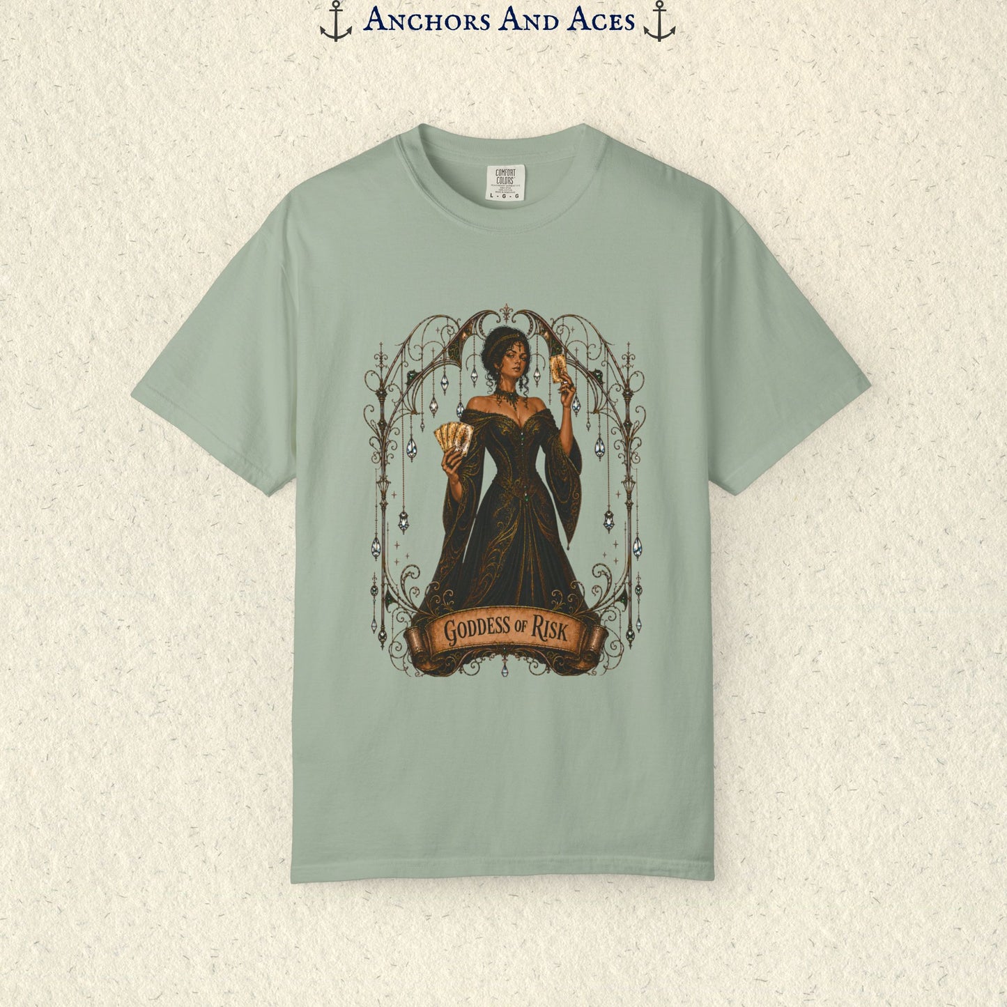 Goddess of Risk Shirt| Art Nouveau Casino Graphic Tee| Vintage Lucky Gambling T-Shirt