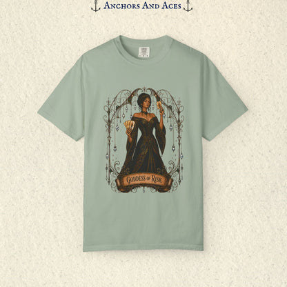 Goddess of Risk Shirt| Art Nouveau Casino Graphic Tee| Vintage Lucky Gambling T-Shirt