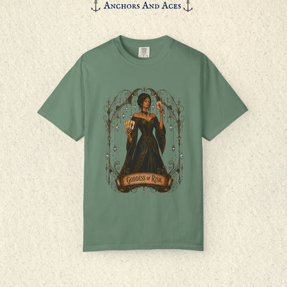 Goddess of Risk Shirt| Art Nouveau Casino Graphic Tee| Vintage Lucky Gambling T-Shirt