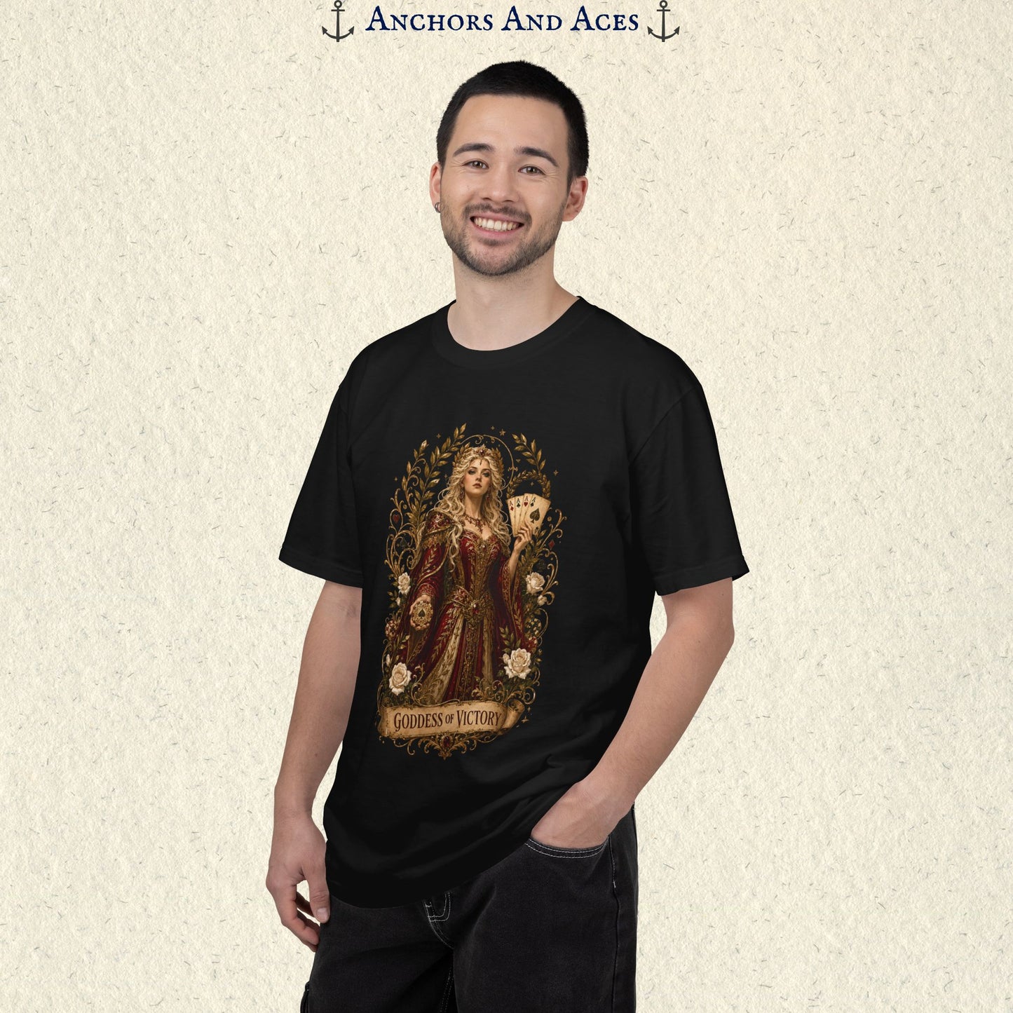Art Nouveau Casino Graphic Tee| Goddess of Victory| Vintage Lucky Gambling T-Shirt
