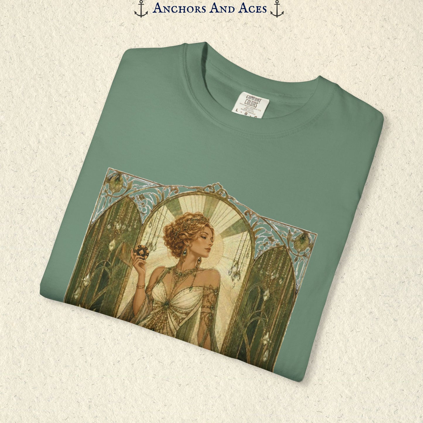 Art Nouveau Casino Graphic Tee| Goddess of Prosperity Shirt| Vintage Lucky Gambling T-Shirt