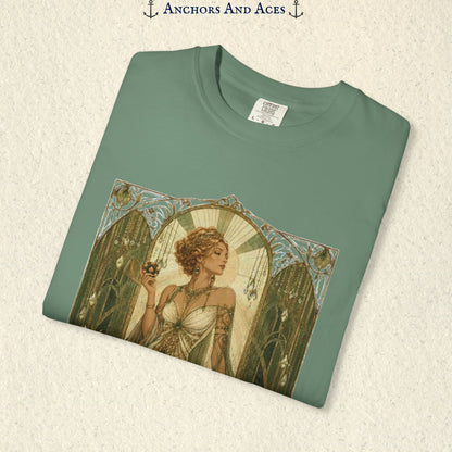 Art Nouveau Casino Graphic Tee| Goddess of Prosperity Shirt| Vintage Lucky Gambling T-Shirt
